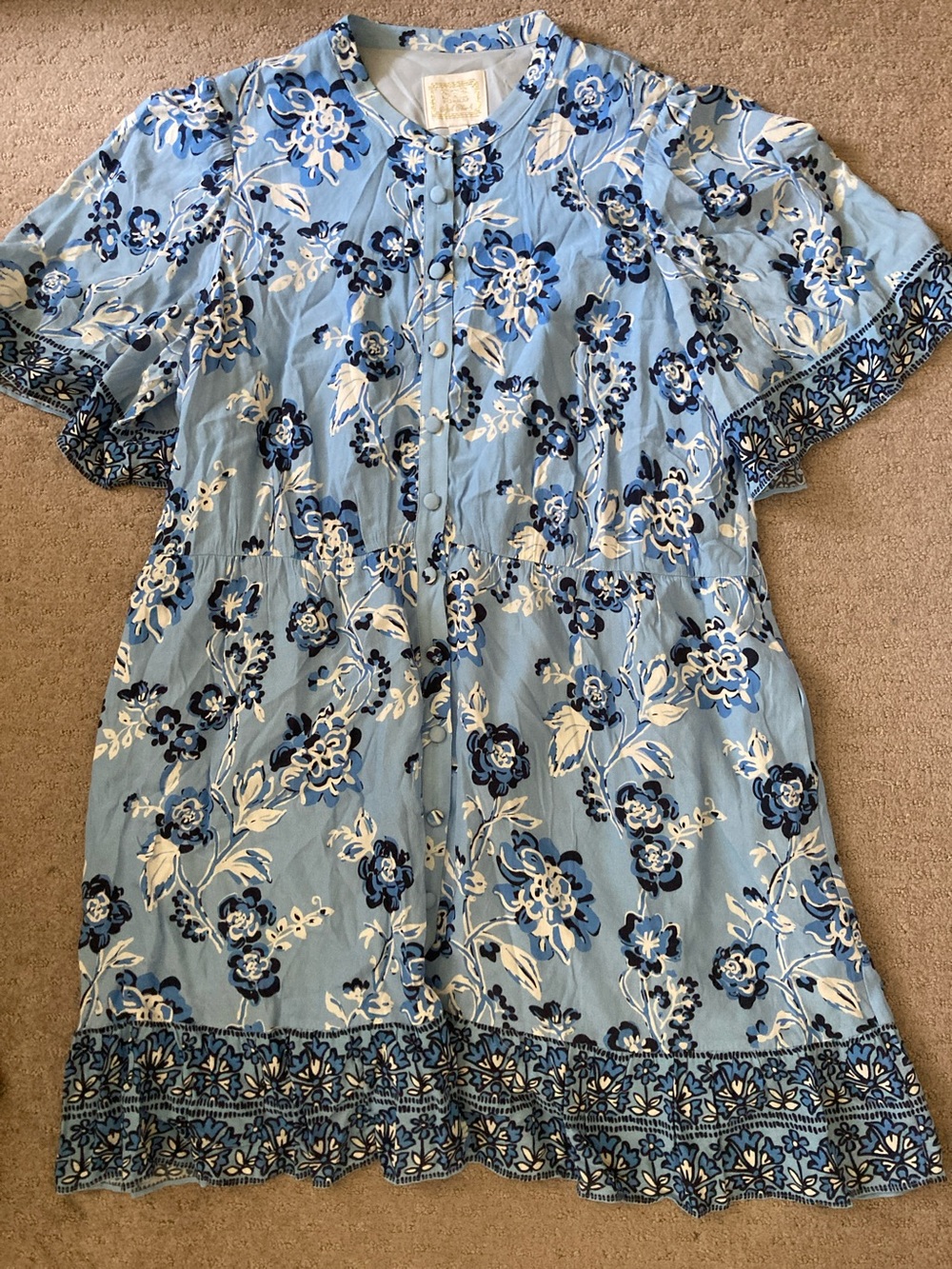 Sail To Sable blue floral flutter dress, XXL.